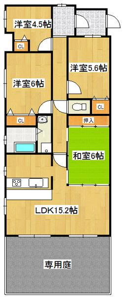 Floor plan. 4LDK, Price 15.8 million yen, Occupied area 82.84 sq m , Balcony area 18.9 sq m