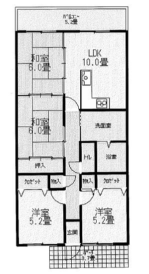 Floor plan. 4LDK, Price 10.8 million yen, Footprint 72.5 sq m , Balcony area 11.2 sq m