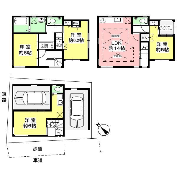 Floor plan. 27,800,000 yen, 4LDK, Land area 60.86 sq m , Building area 127.29 sq m