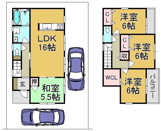 Floor plan. (No. 2 locations), Price 31,800,000 yen, 4LDK, Land area 106.33 sq m , Building area 95.58 sq m