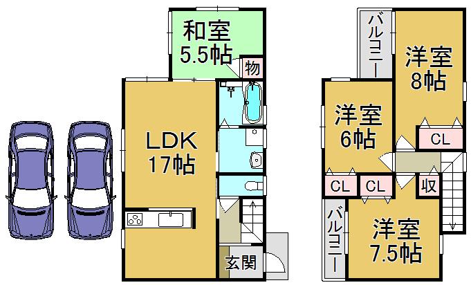 Floor plan. (No. 4 locations), Price 28.8 million yen, 4LDK, Land area 106.42 sq m , Building area 94.77 sq m