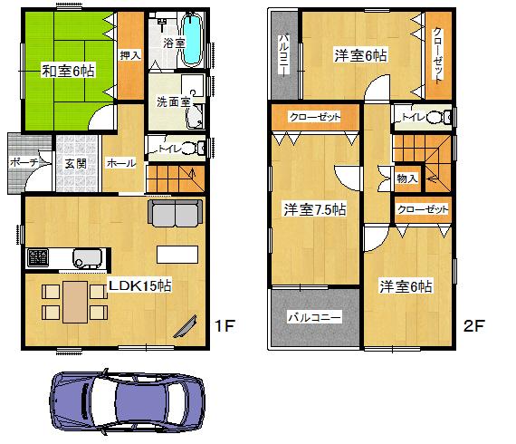 Other building plan example. Building plan example (No. 1 place) building price 15 million yen, Building area 103.68 sq m