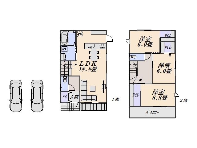 Floor plan. 25,800,000 yen, 3LDK, Land area 177.23 sq m , Building area 92.56 sq m Floor reference plan