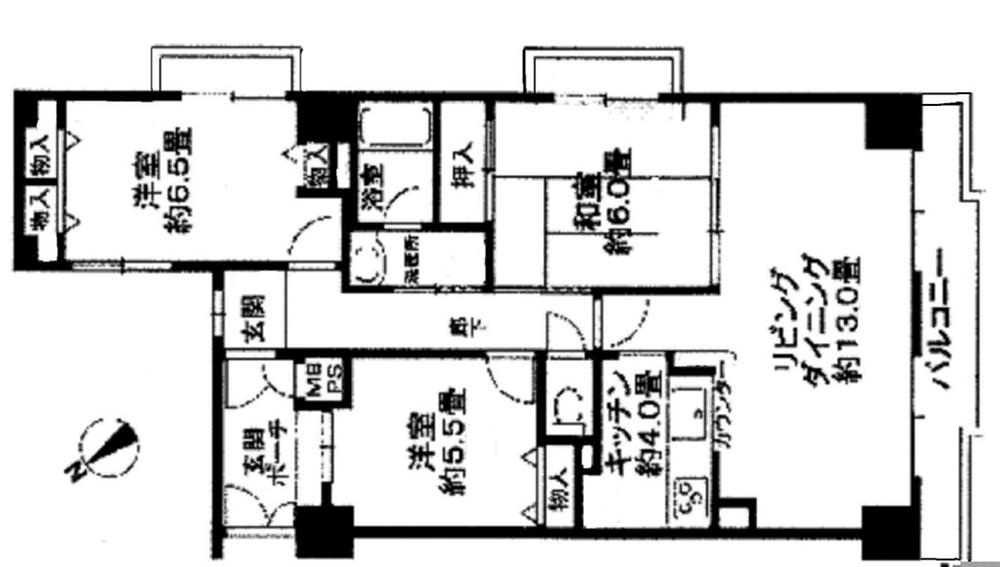 Floor plan. 3LDK, Price 8.9 million yen, Footprint 81.5 sq m , Balcony area 7.14 sq m