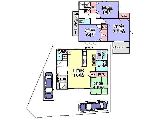 Floor plan. 27,800,000 yen, 4LDK, Land area 132.8 sq m , Building area 101.86 sq m