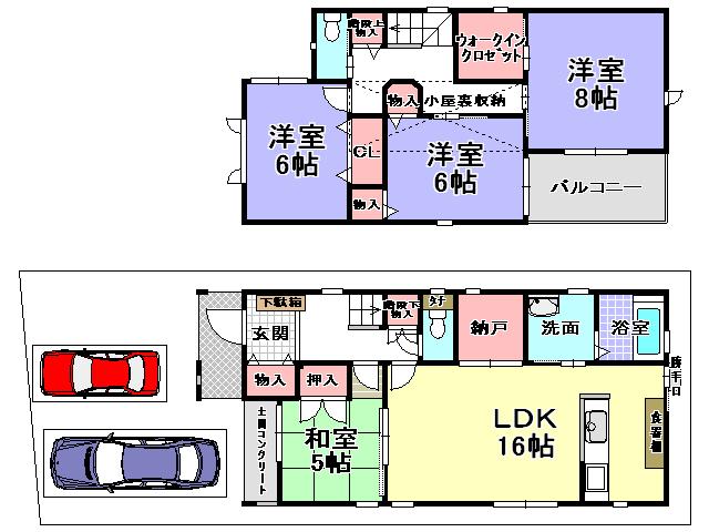 Floor plan. 26,800,000 yen, 4LDK, Land area 114.12 sq m , Building area 106.81 sq m