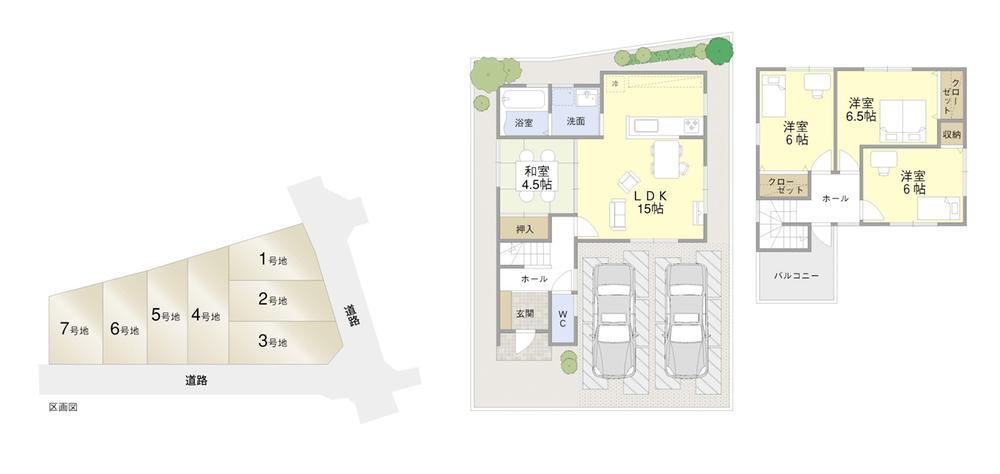 Compartment view + building plan example. Building plan example, Land price 9.8 million yen, Land area 100.5 sq m , Building price 14,170,000 yen, Building area 85.95 sq m all 7 compartment No. 7 land reference Floor