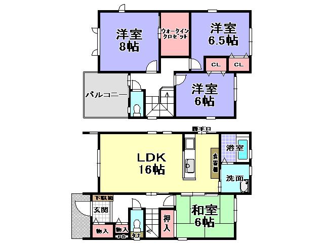 Floor plan. 26,800,000 yen, 4LDK, Land area 152.78 sq m , Building area 107.25 sq m