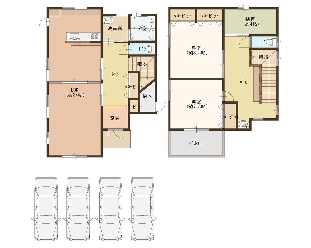 Floor plan. 16.8 million yen, 2LDK + S (storeroom), Land area 271.37 sq m , Building area 128.84 sq m storage rich floor plan