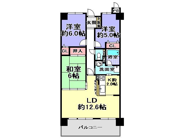 Floor plan. 3LDK, Price 8.8 million yen, Occupied area 70.14 sq m , Balcony area 11.97 sq m