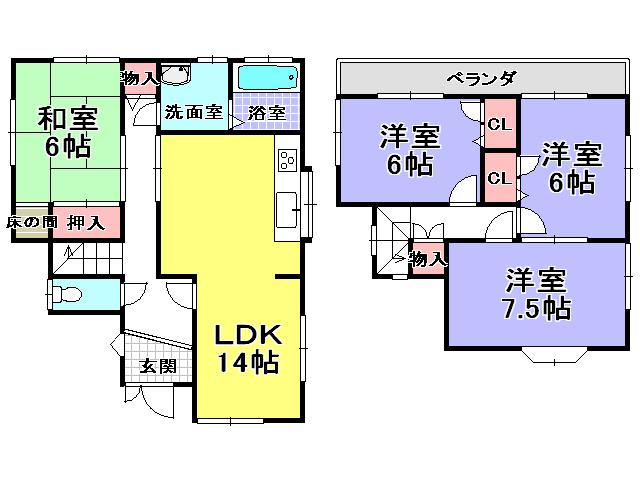 Floor plan. 11.8 million yen, 4LDK, Land area 100.01 sq m , Building area 93.15 sq m