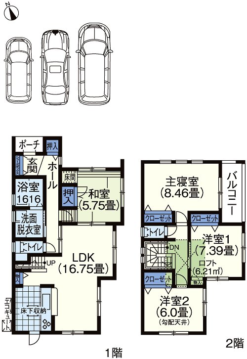 Floor plan. (No. 2 locations), Price 24,280,000 yen, 4LDK, Land area 185.24 sq m , Building area 105.37 sq m