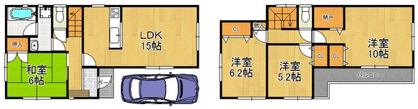 Floor plan. 15 million yen, 4LDK, Land area 100.4 sq m , Building area 97.6 sq m