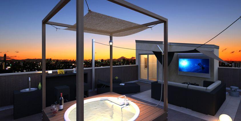 Rendering (appearance). Please, Please feel in the model house the life of the roof garden.