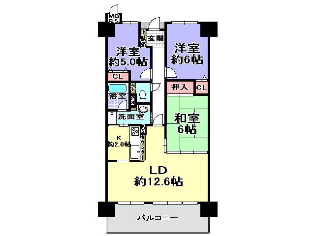 Floor plan. 3LDK, Price 8.8 million yen, Occupied area 70.14 sq m , Balcony area 11.97 sq m