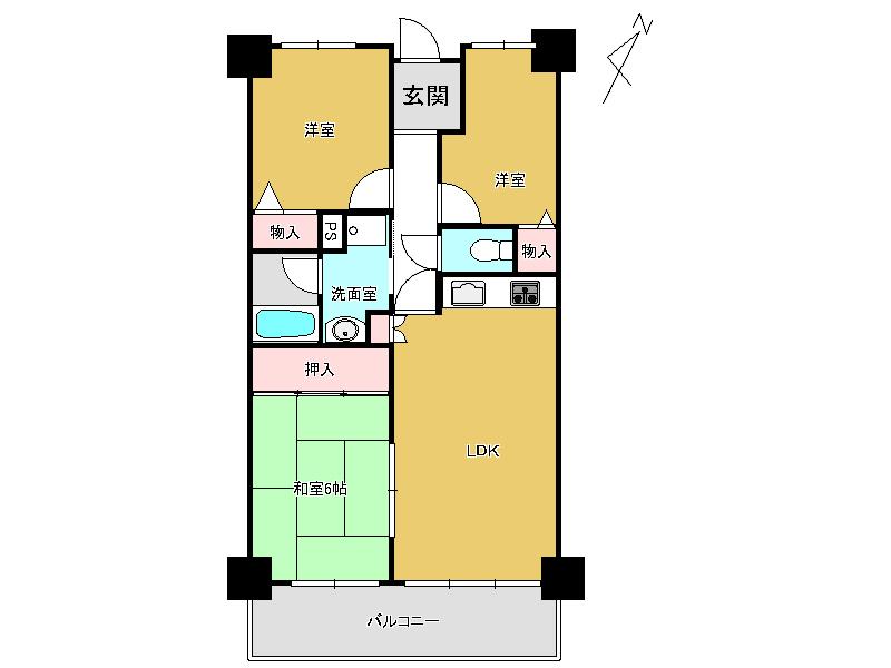 Floor plan. 3LDK, Price 6 million yen, Footprint 65.3 sq m , Balcony area 10.65 sq m