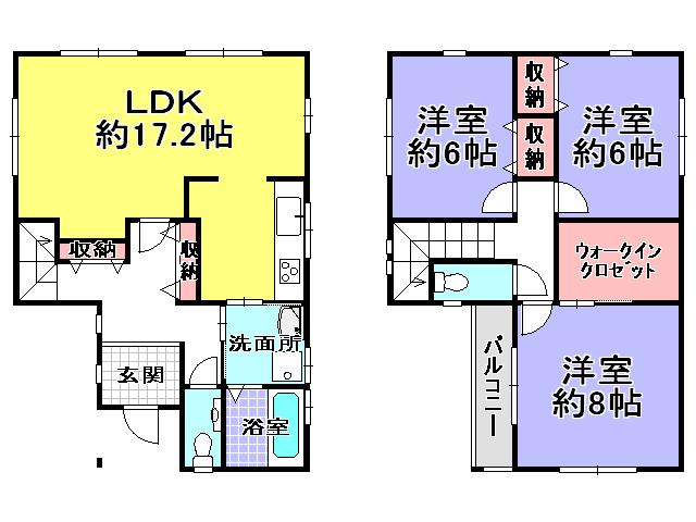 Floor plan. 20.8 million yen, 3LDK, Land area 199.08 sq m , Building area 96.87 sq m