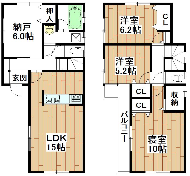 Floor plan. 15 million yen, 3LDK + S (storeroom), Land area 100.4 sq m , Building area 97.6 sq m