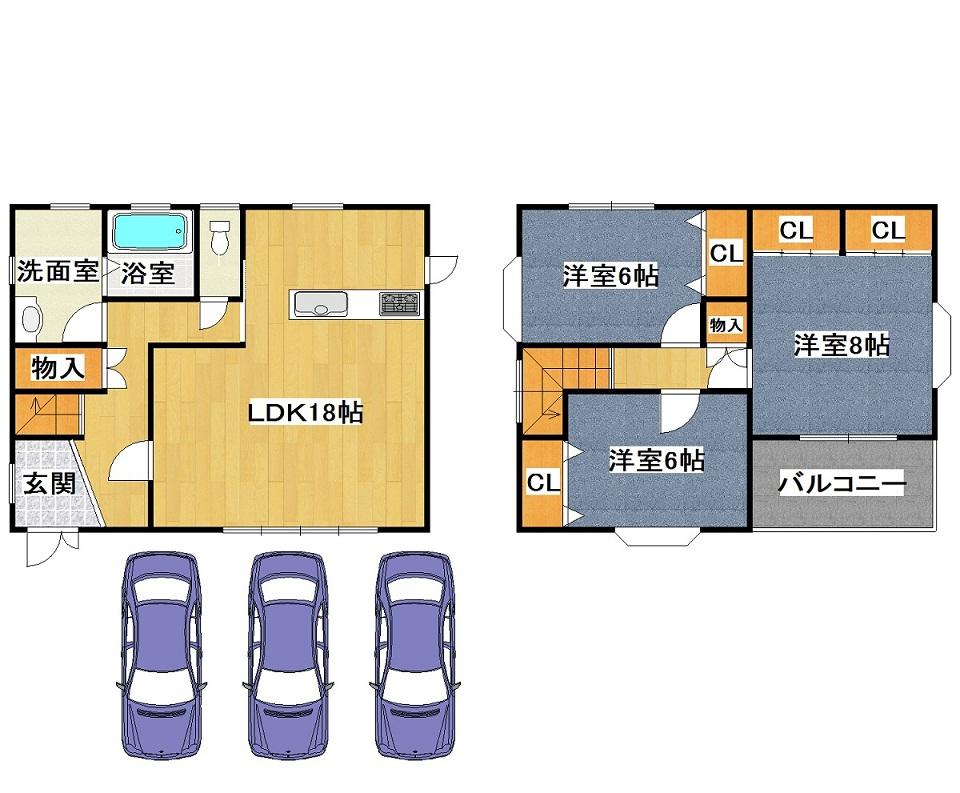 Floor plan. 14.9 million yen, 3LDK, Land area 132.55 sq m , Building area 97.71 sq m