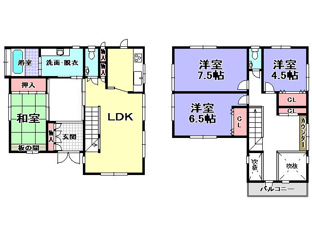 Floor plan. 23.8 million yen, 4LDK, Land area 183.24 sq m , Building area 131 sq m