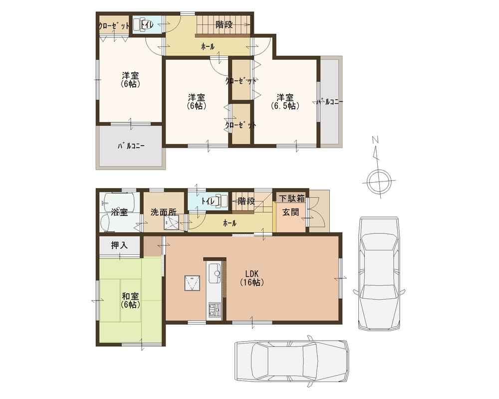 Floor plan. (No. 1 point), Price 21,800,000 yen, 4LDK, Land area 129.09 sq m , Building area 95.58 sq m