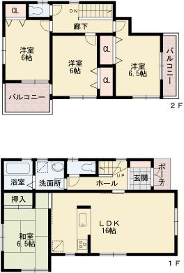 Floor plan. (No. 1 point), Price 21,800,000 yen, 4LDK, Land area 129.09 sq m , Building area 95.58 sq m