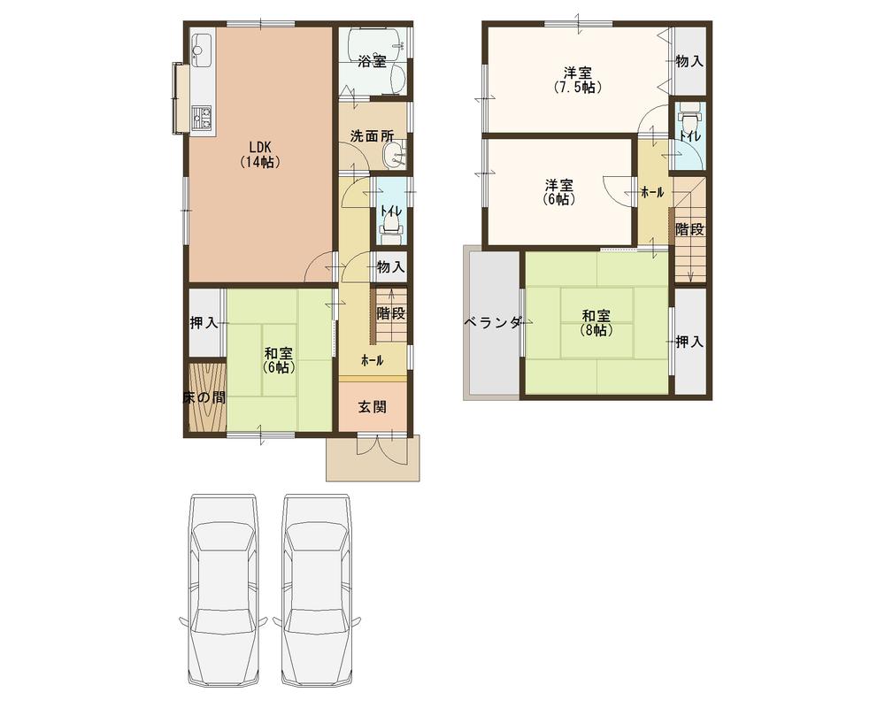 Floor plan. 19,800,000 yen, 4LDK, Land area 120.77 sq m , Building area 101.02 sq m ordinary car two possible parking