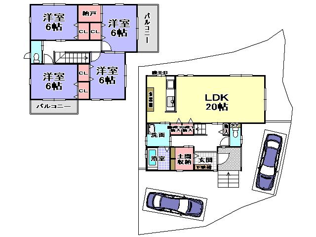 Floor plan. 24,800,000 yen, 4LDK, Land area 144.51 sq m , Building area 112.64 sq m