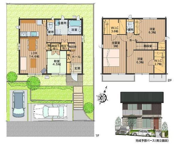 Building plan example (floor plan). 19-3 No. land reference plan ■ Total floor area: 113.80 sq m (34.42 square meters) ■ Land price / 5,080,000 yen + building reference price / 24,420,000 yen = 29.5 million yen (consumption tax ・ Exterior construction ・ Including water contributions included application fee)