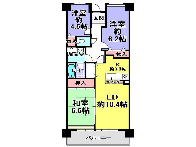 Floor plan. 3LDK, Price 8.8 million yen, Occupied area 70.98 sq m , Balcony area 8.4 sq m