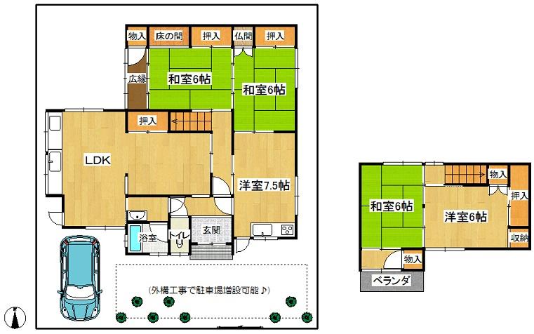 Floor plan. 6.3 million yen, 5LDK, Land area 189.22 sq m , Building area 123.83 sq m