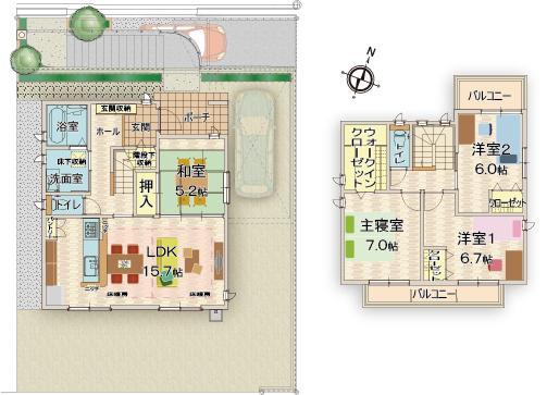 Floor plan. Views of the sea on one side from most top Bokai slope No. 3 Park in Bokai slope 190m in the town up to No. 3 park. The ground in the spacious and adults also play playground equipment likely to be able to adults and children alike Omoikkiri play.