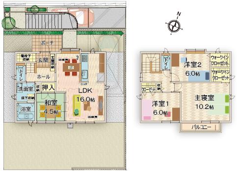 Floor plan. Views of the sea on one side from most top Bokai slope No. 3 Park in Bokai slope 190m in the town up to No. 3 park. The ground in the spacious and adults also play playground equipment likely to be able to adults and children alike Omoikkiri play.