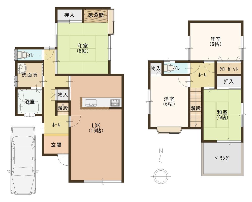 Floor plan. 13.8 million yen, 4LDK, Land area 125.22 sq m , Building area 103.85 sq m spacious balcony