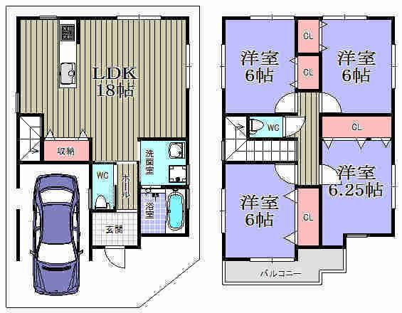 Floor plan. 34,800,000 yen, 4LDK, Land area 78.55 sq m , Building area 111.24 sq m