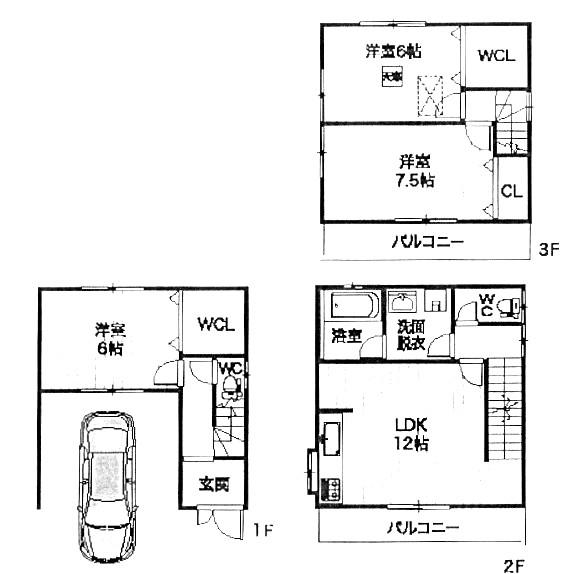 Floor plan. 19,800,000 yen, 3LDK, Land area 65.8 sq m , Building area 92.34 sq m