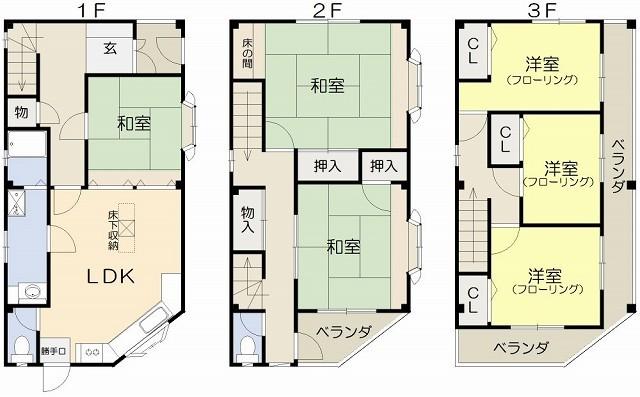 Floor plan. 25 million yen, 6LDK, Land area 69.42 sq m , Building area 126.21 sq m