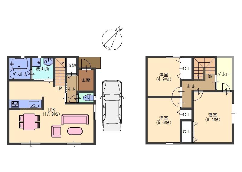 Floor plan. (A No. land), Price 30,800,000 yen, 3LDK, Land area 82.37 sq m , Building area 98.25 sq m