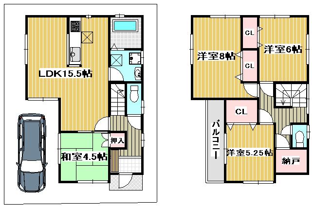 Floor plan. (3 Building), Price 26,800,000 yen, 4LDK, Land area 83.46 sq m , Building area 97.7 sq m