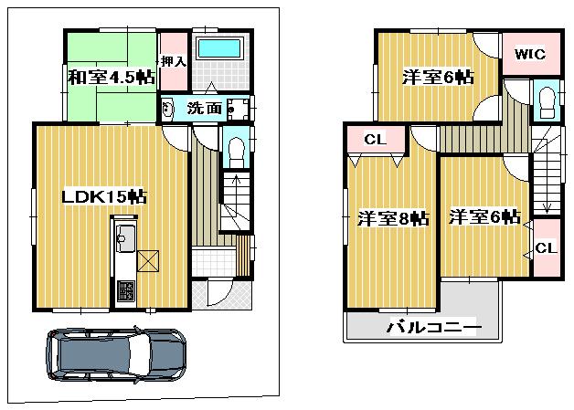 Floor plan. (4 Building), Price 24,800,000 yen, 4LDK, Land area 80.05 sq m , Building area 94.39 sq m