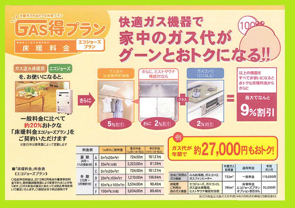 Other Equipment. Saving of gas, especially plan gas prices of Osaka Gas, It is important ne