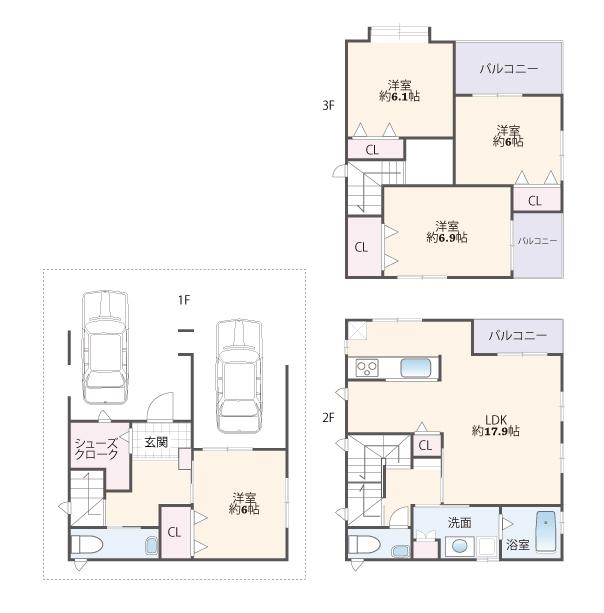 Floor plan. 34,800,000 yen, 4LDK + S (storeroom), Land area 79.17 sq m , Building area 134.7 sq m