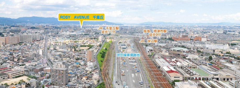 Local guide map. Wrapped in water and green, Redevelopment project is in progress of the city fully functional (to be completed in 2013). The yard site, Spread leafy promenade, Park (city park ・ Plan to about 80m) is installed. Pleasant life begins foreboding (Aerial of January 2011)
