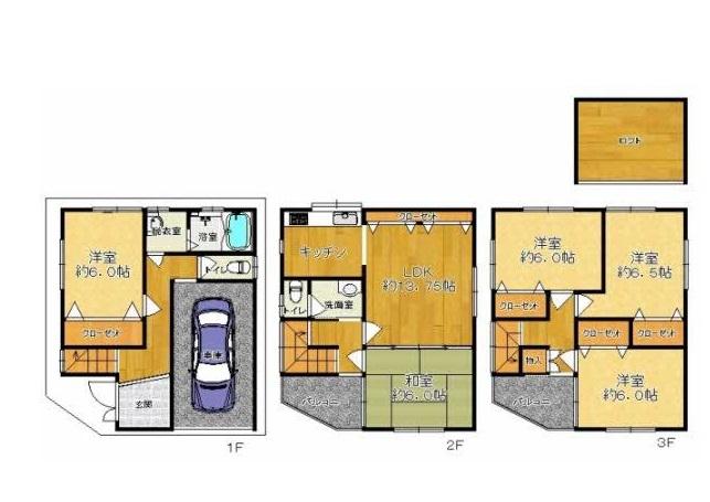 Floor plan. 14.9 million yen, 5LDK, Land area 54.75 sq m , Building area 118.98 sq m
