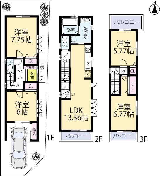 Floor plan. 28.8 million yen, 4LDK, Land area 73.33 sq m , Building area 98.27 sq m