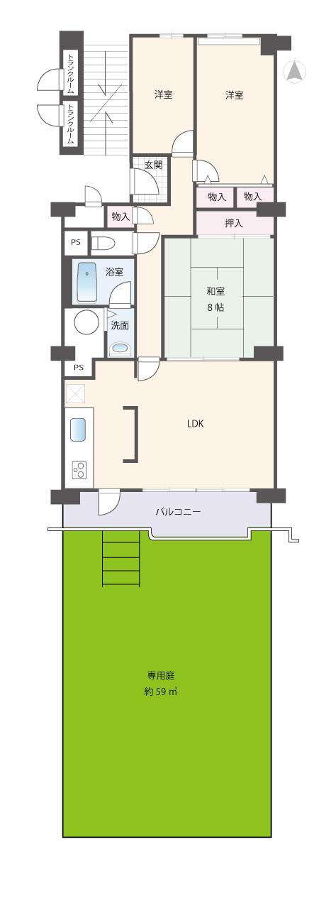 Floor plan. 3LDK, Price 11.8 million yen, Footprint 77.1 sq m , Balcony area 8.56 sq m