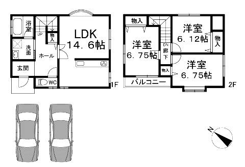 Floor plan. 21,800,000 yen, 3LDK, Land area 79.74 sq m , Building area 83.44 sq m