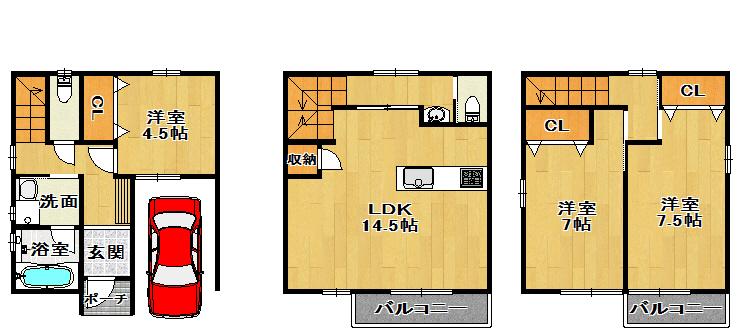 Floor plan. 21,800,000 yen, 3LDK, Land area 51.88 sq m , Building area 94.59 sq m