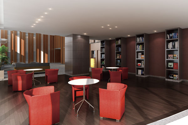 Shared facilities.  [Lounge and library] The library, Of a wide range of genres magazine is permanent, While receiving Cafe services (surcharge) can spend the mind relax reading time (Rendering)