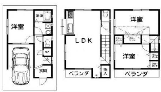 Floor plan. 23,950,000 yen, 3LDK, Land area 54.11 sq m , Building area 95.95 sq m